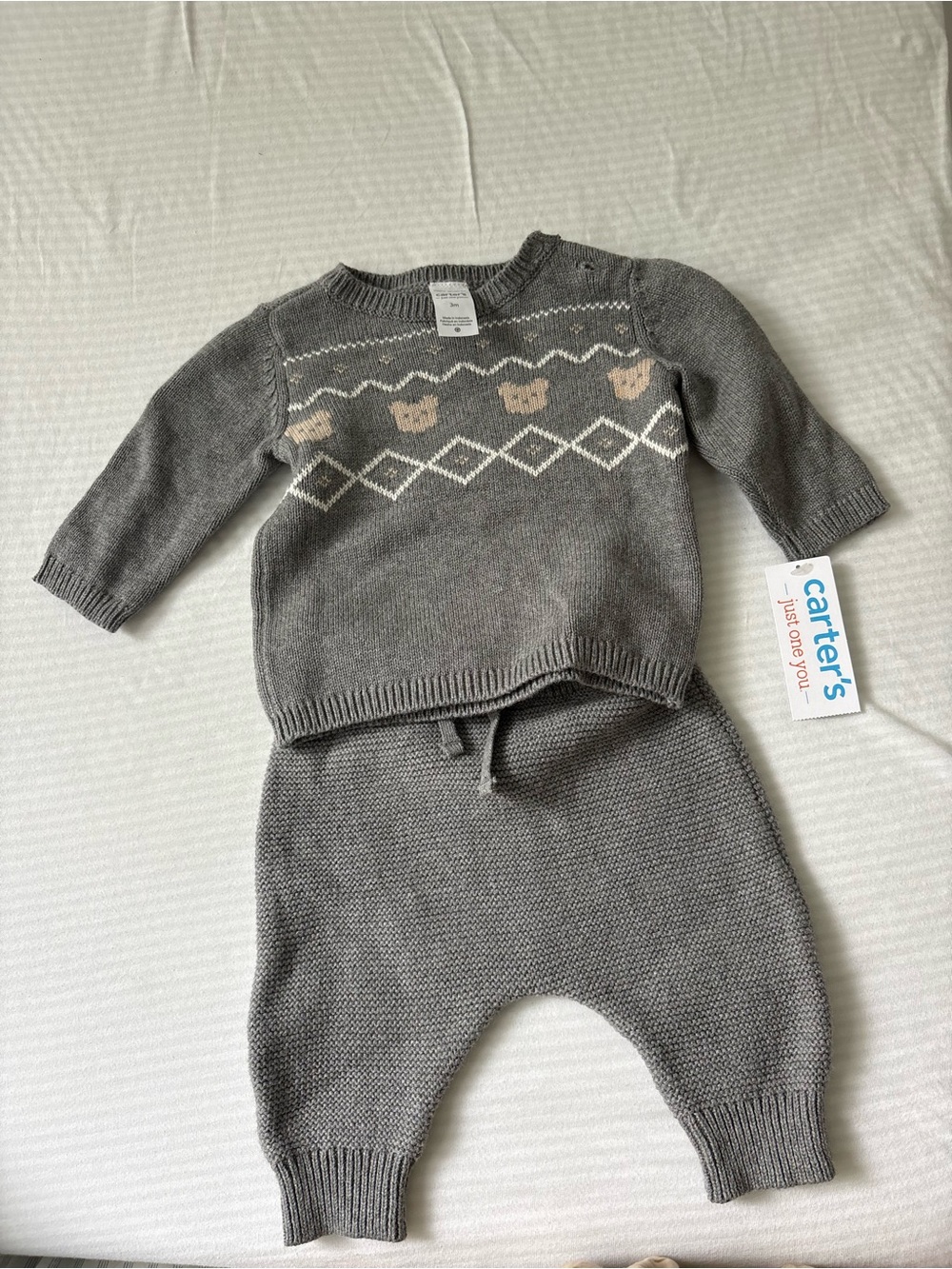 Kids grey knit sweater and pants set